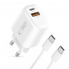 Tech-Protect NCA20 USB-A / USB-C wandlader PD 20W / QC3.0 met USB-C / USB-C-kabel 100 cm, wit