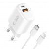 Tech-Protect NCA20 USB-A / USB-C wandlader PD 20W / QC3.0 met USB-C / Lightning-kabel 100 cm, wit