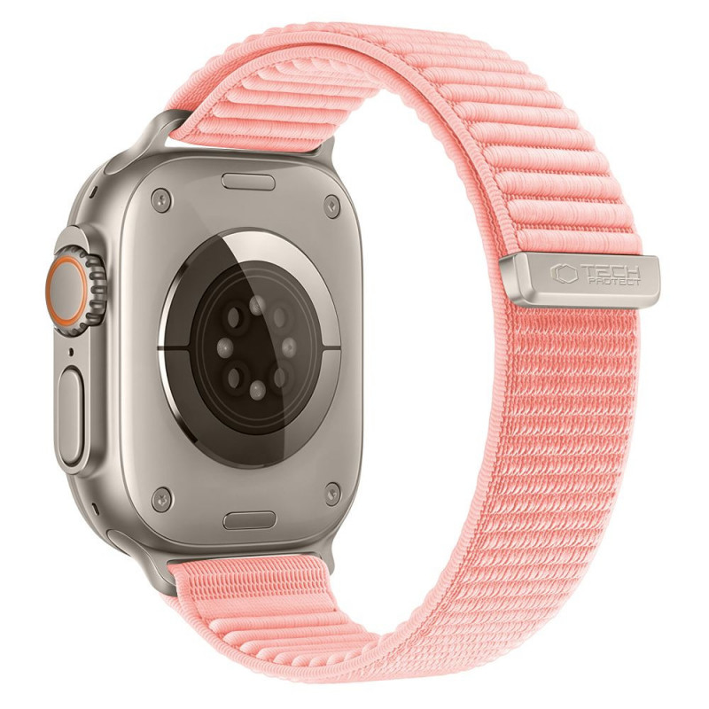Tech-Protect NylonLoop-band voor Apple Watch 8 / 9 / 10 / 11 / 12 / SE (40 / 41 / 42 mm), lichtroze