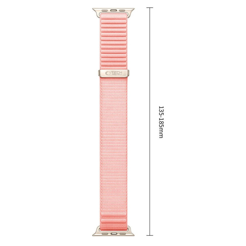 Tech-Protect NylonLoop-band voor Apple Watch 8 / 9 / 10 / 11 / 12 / SE (40 / 41 / 42 mm), lichtroze