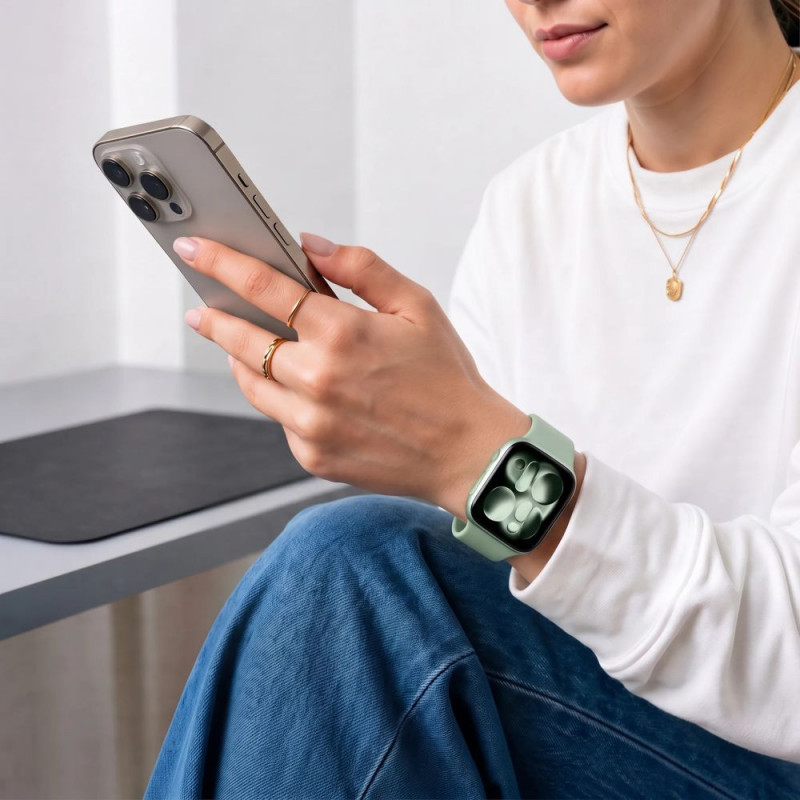 Tech-Protect Siliconen band voor Apple Watch 8 / 9 / 10 / 11 / 12 / SE (40 / 41 / 42 mm), Pistache