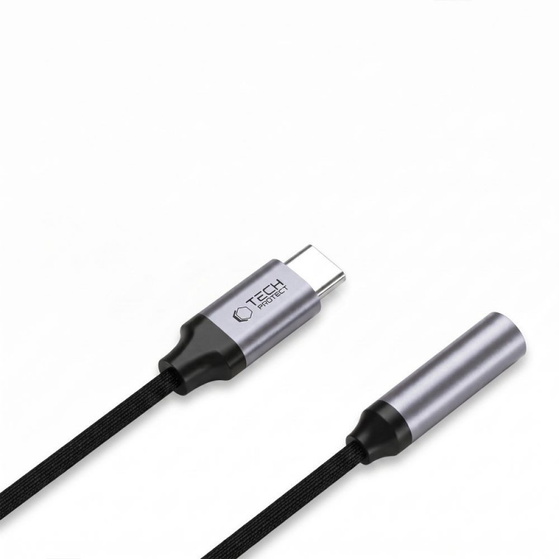 Tech-Protect Ultraboost USB-C naar 3,5 mm mini-jack DAC-adapter, ijzergrijs