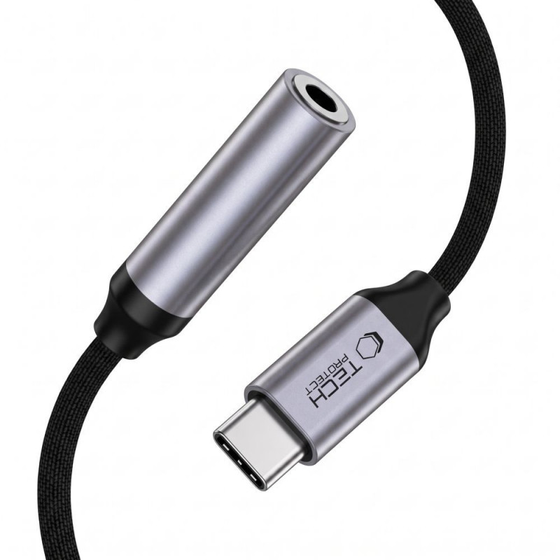 Tech-Protect Ultraboost USB-C naar 3,5 mm mini-jack DAC-adapter, ijzergrijs