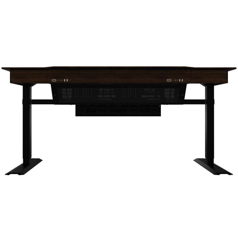 Lian Li DK07 bureau-behuizing Wood Edition, dual-systeem geschikt, 2x E-ATX, in hoogte verstelbaar, walnoot / zwart