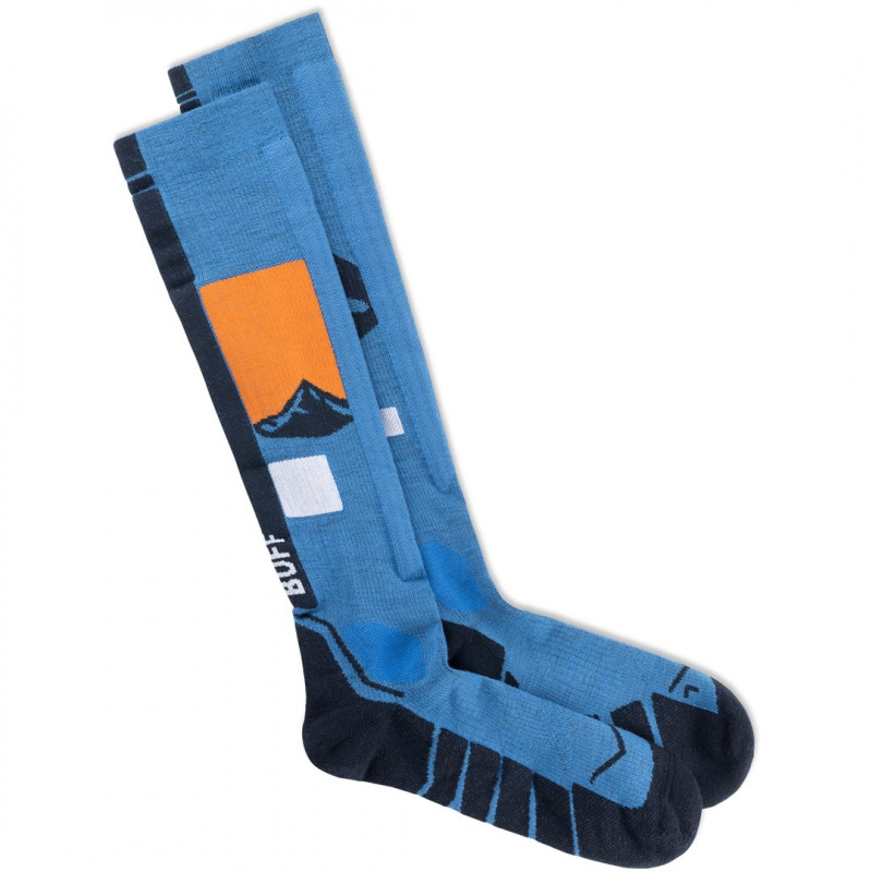 Buff Merino HW Over The Calf Sokken HWO1, Royal Blue, L