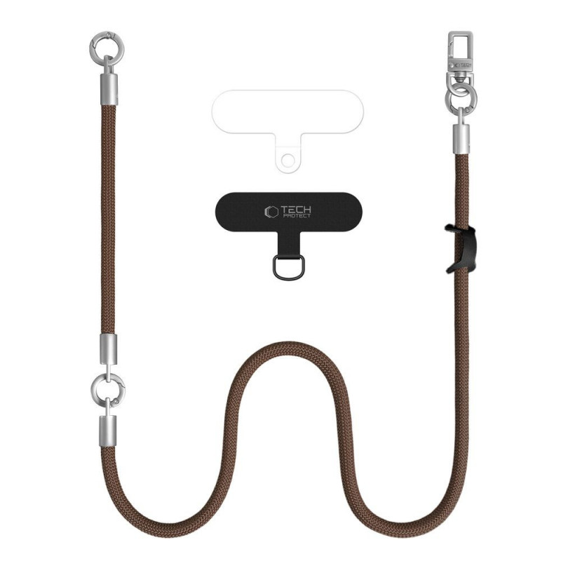 Tech-Protect C10S Rope Crossbody- en polsbandset, Walnut Brown/Titanium