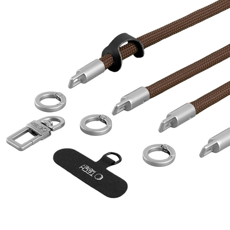 Tech-Protect C10S Rope Crossbody- en polsbandset, Walnut Brown/Titanium