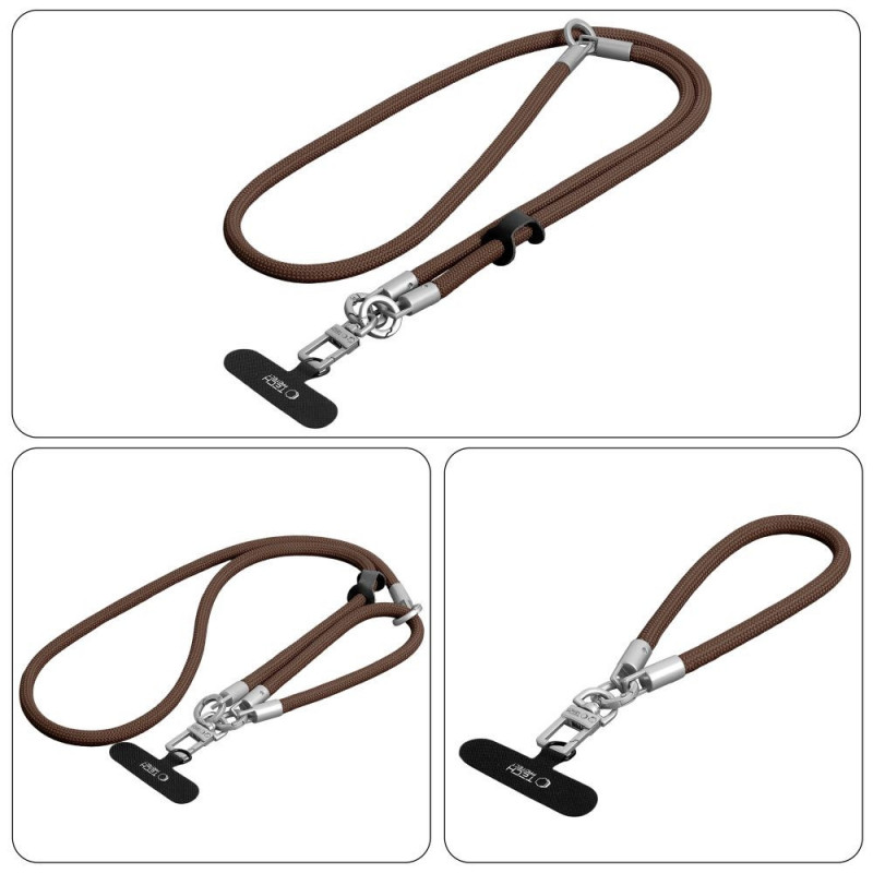 Tech-Protect C10S Rope Crossbody- en polsbandset, Walnut Brown/Titanium