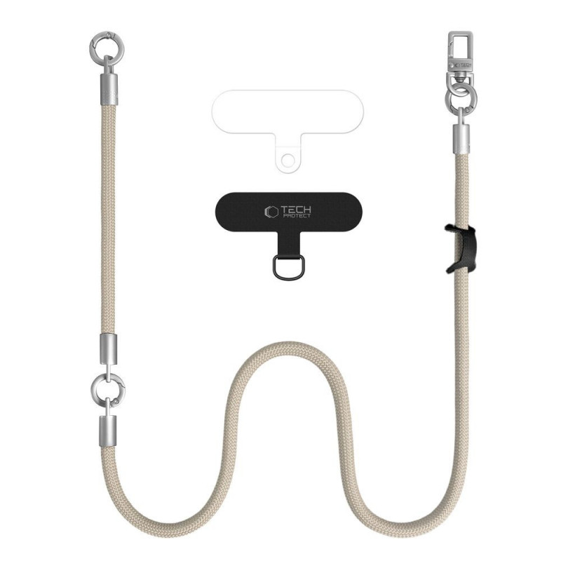 Tech-Protect C10S Rope Crossbody- en polsbandset, Desert Beige/Titanium