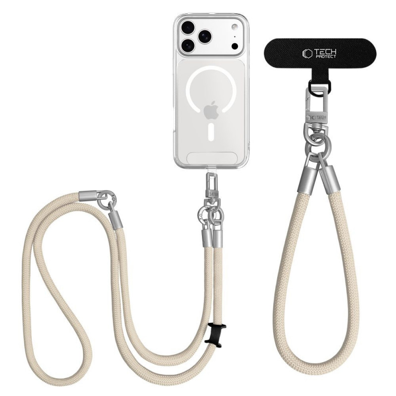 Tech-Protect C10S Rope Crossbody- en polsbandset, Desert Beige/Titanium