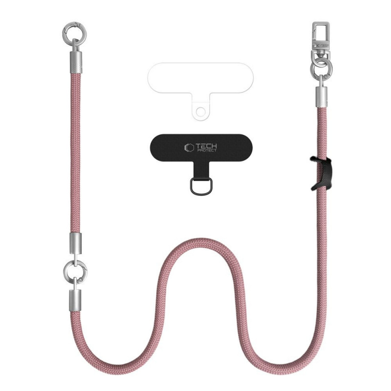 Tech-Protect C10S Rope Crossbody- en polsbandset, Dusty Rose/Titanium