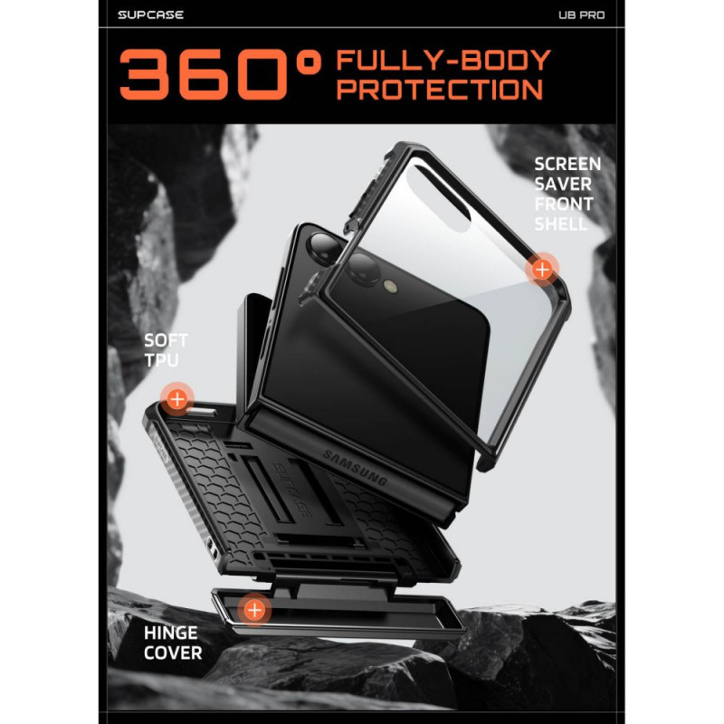 Supcase Unicorn Beetle Pro Case voor Samsung Galaxy Z Flip 8, Zwart