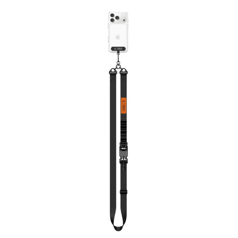 Tech-Protect C9S Rope Crossbody telefoonband, zwart/oranje