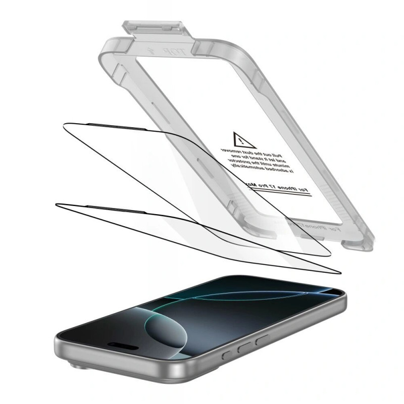 Tech-Protect Quick Set+ gehard glas schermbeschermer voor Apple iPhone 17 Pro Max, zwart (2 st.)