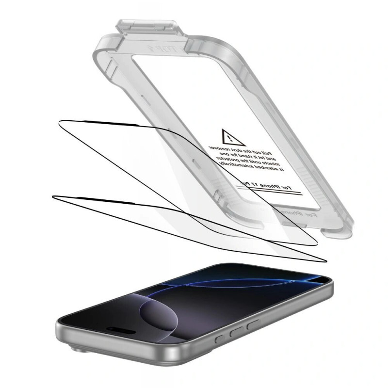 Tech-Protect Quick Set+ THP4500 gehard glas schermbeschermer voor Apple iPhone 17 Pro, zwart (2 st.)