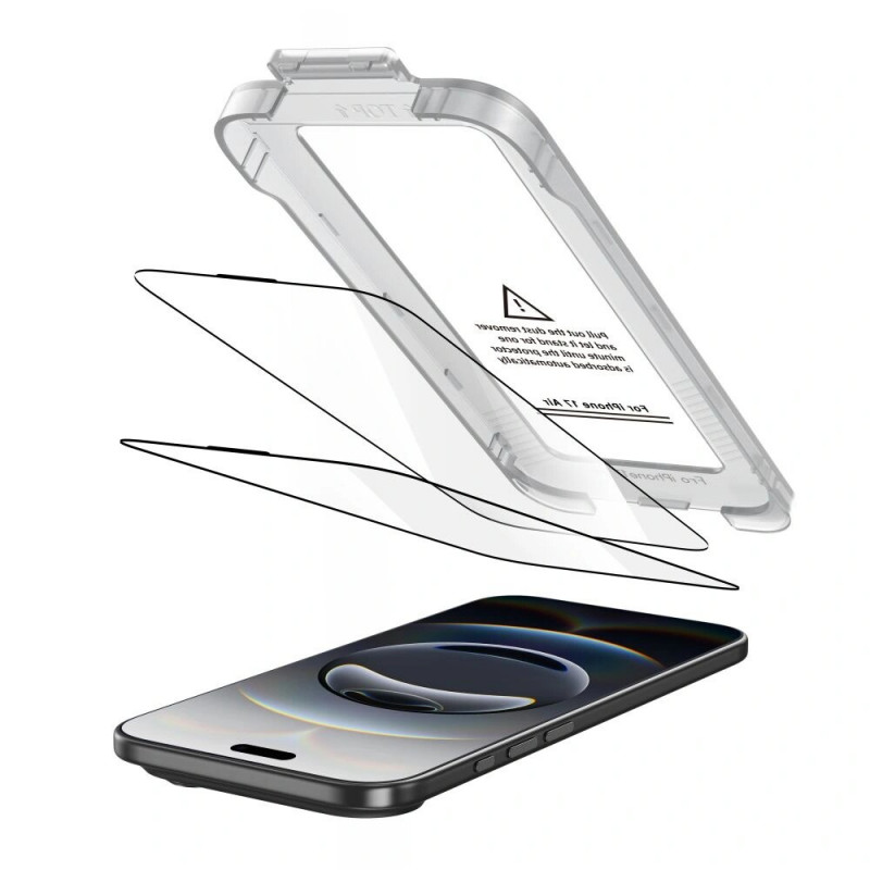 Tech-Protect Quick Set+ gehard glas schermbeschermer voor Apple iPhone Air, zwart (2 stuks)