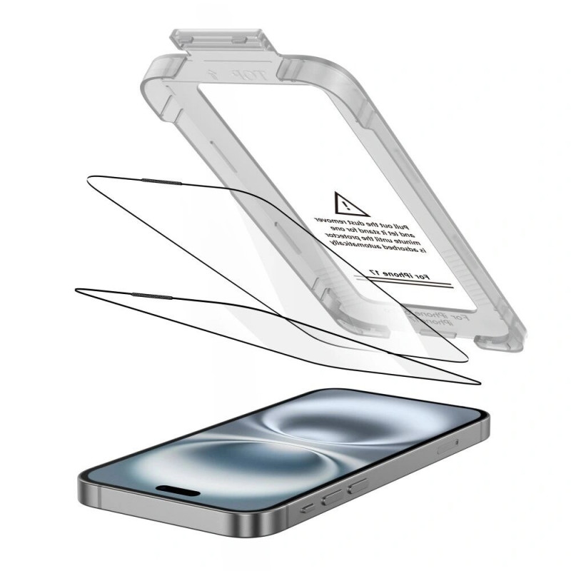 Tech-Protect Quick Set+ THP4498 gehard glas schermbeschermer voor Apple iPhone 17, zwart (2 st.)