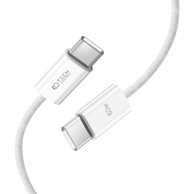 Tech-Protect Ultraboost Classic USB-C / USB-C PD-kabel, 60W, 3A, 100 cm, wit