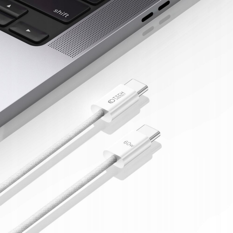 Tech-Protect Ultraboost Classic USB-C / USB-C PD-kabel, 60W, 3A, 100 cm, wit