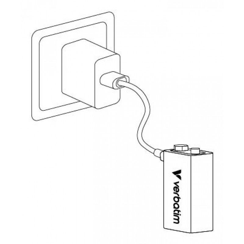 Verbatim 30251 USB-C oplaadbare batterij Li-ion 9V 335 mAh (1 st)