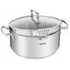 Tefal Duetto+ G7194655 steelpan, rond, roestvrij staal, 24 cm, glazen deksel