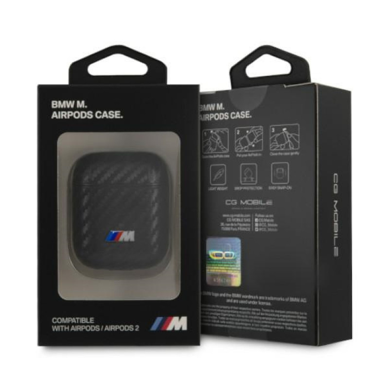 BMW BMA2WMPUCA PU Carbon M Collection hoesje voor Apple AirPods 1/2, zwart