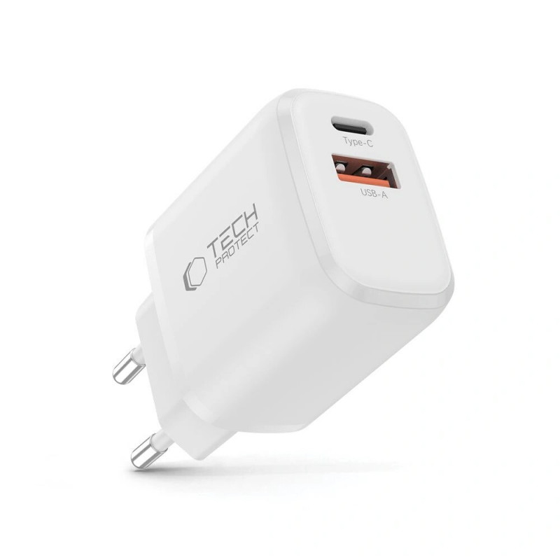 Tech-Protect NCA20 USB-A, USB-C wandlader PD 20W / QC3.0, wit