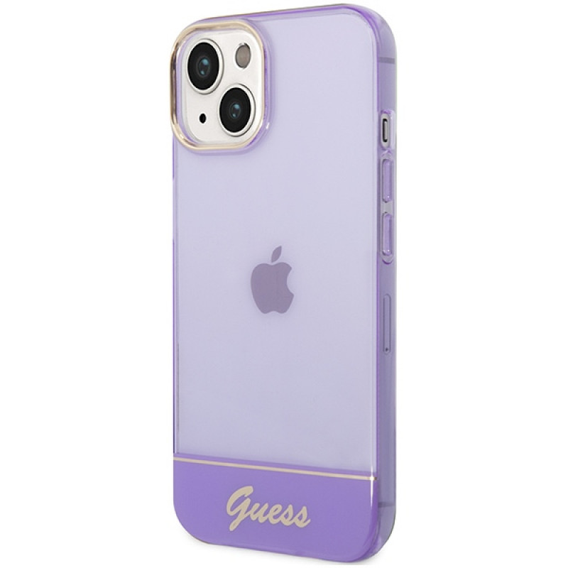 Guess GUHCP14SHGCOU Translucente hardcase voor Apple iPhone 14 / 15 / 13 6,1 inch, paars