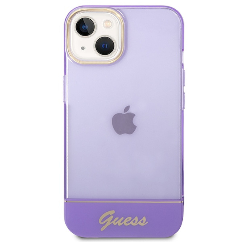 Guess GUHCP14SHGCOU Translucente hardcase voor Apple iPhone 14 / 15 / 13 6,1 inch, paars