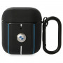 BMW BMA222RVSK Leather Color Lines hoesje voor Apple AirPods 1/2, zwart