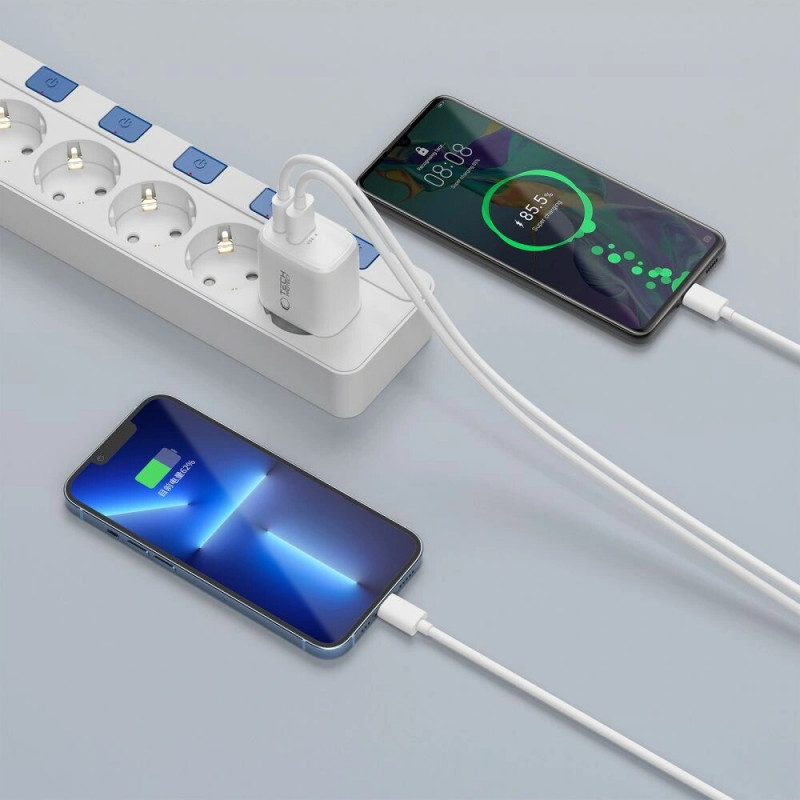 Tech-Protect NCA30 USB-A, USB-C wandlader PD 30W / QC3.0, wit