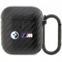 BMW BMA2WMPUCA2 Carbon Double Metal Logo hoesje voor Apple AirPods 1/2, zwart