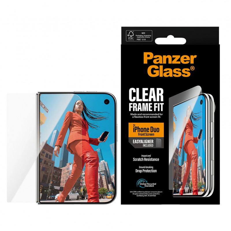 PanzerGlass frontscreenbeschermer voor iPhone Duo met EasyAligner, transparant