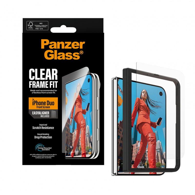PanzerGlass frontscreenbeschermer voor iPhone Duo met EasyAligner, transparant