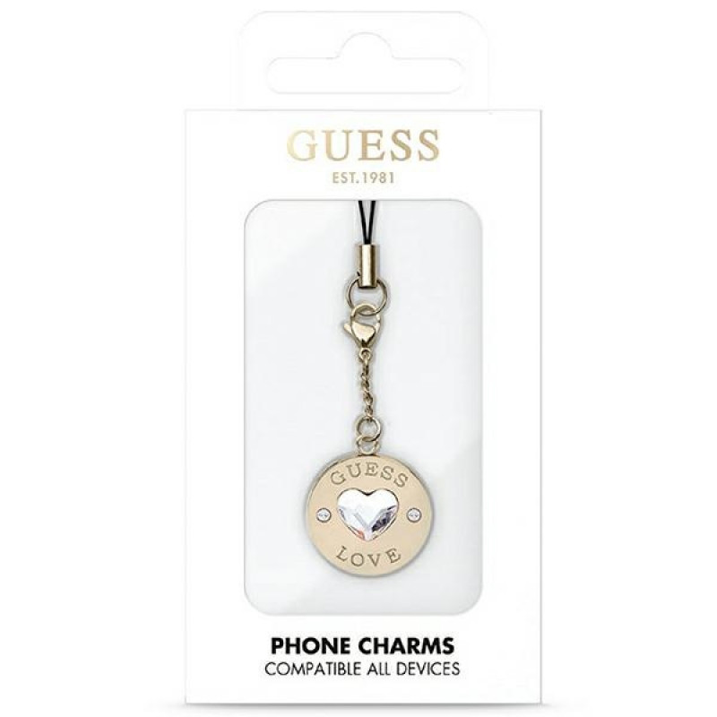 Guess GUCPMHGLD Heart Diamond Charm telefoonkoord met strassteentjes, goud