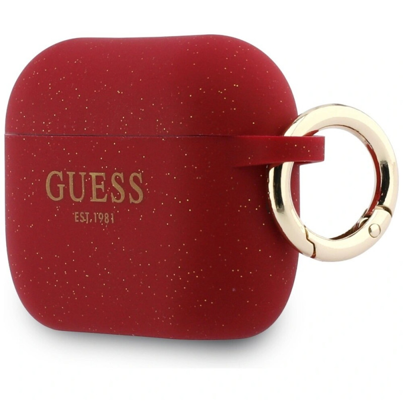 Guess Silicone Glitter Ring-hoesje voor Apple AirPods Pro 3, fuchsia