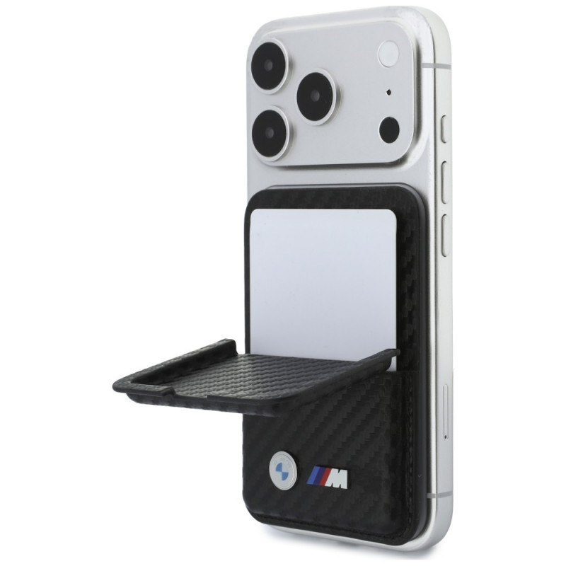BMW M Carbon Metal Logos MagSafe-portemonnee, zwart