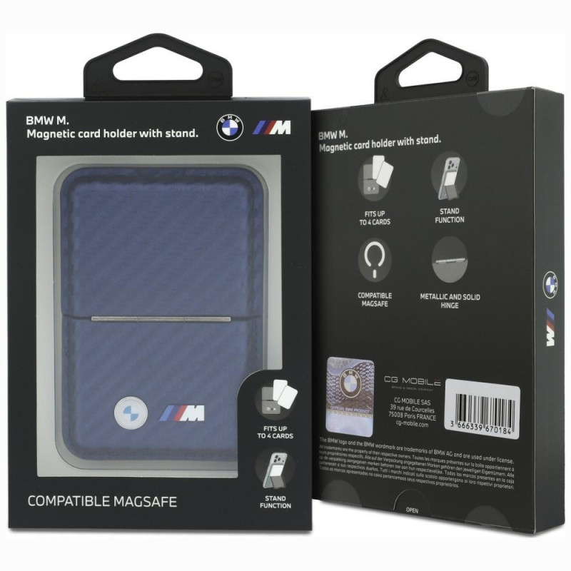 BMW M Carbon Metal Logos MagSafe-portemonnee, marineblauw