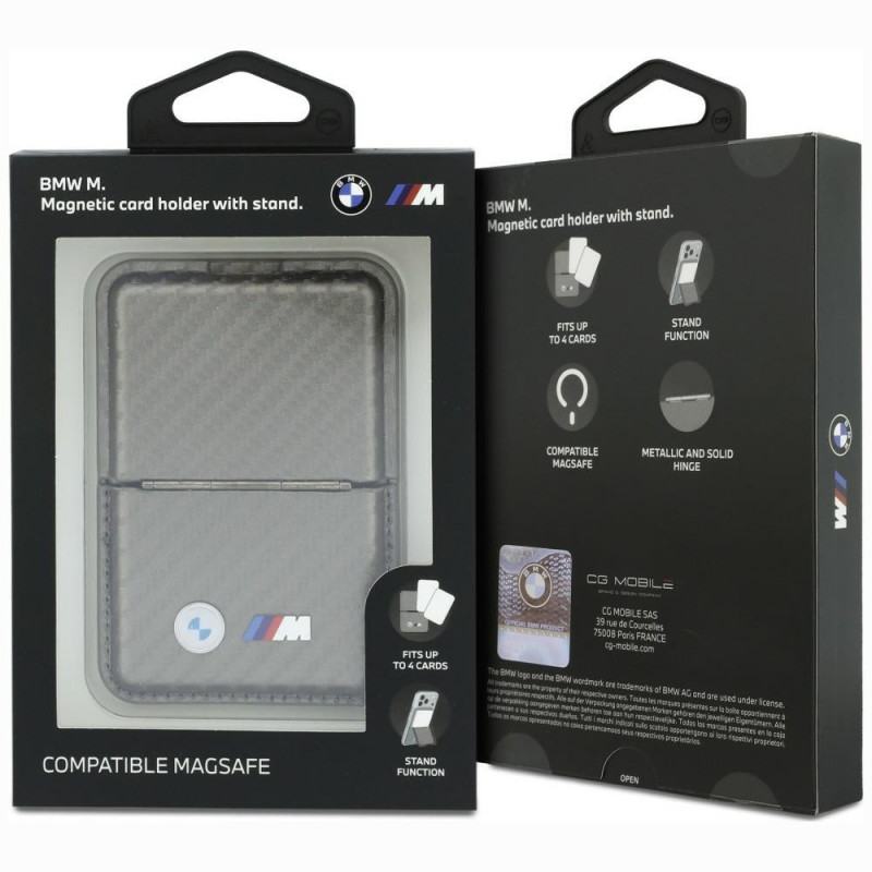 BMW M Carbon Metal Logos MagSafe-portemonnee, antraciet