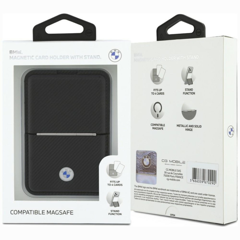 BMW Carbon Metal Logos MagSafe-portemonnee, zwart