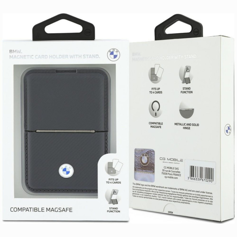 BMW Carbon Metal Logos MagSafe-portemonnee, antraciet