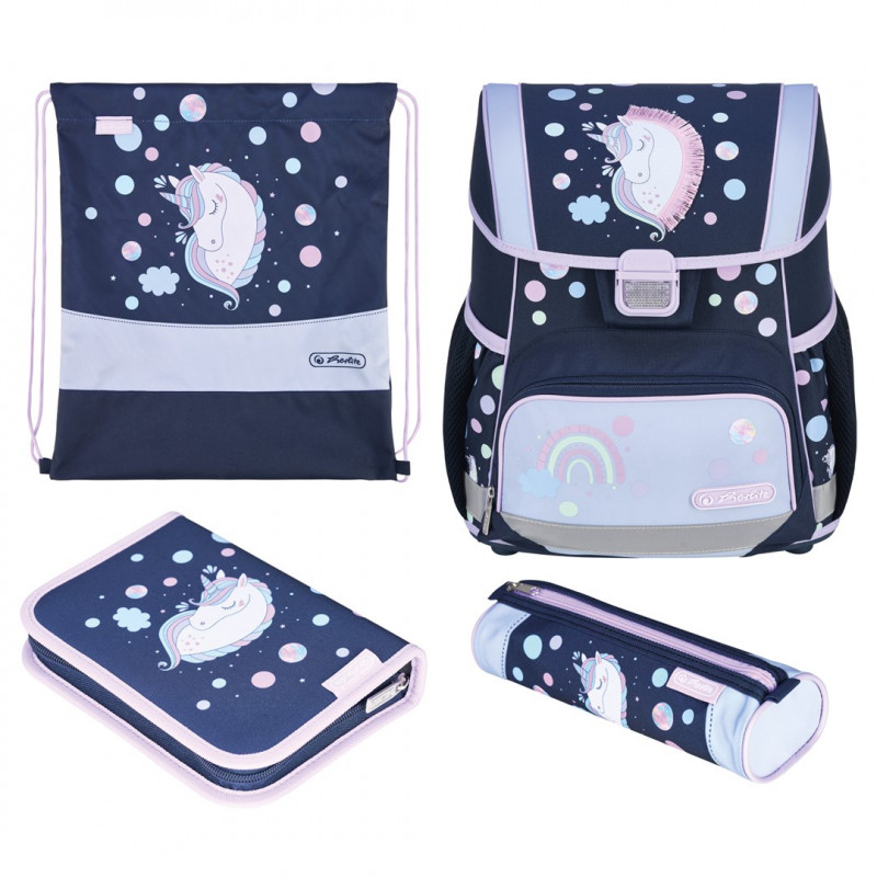 Herlitz Loop Plus Unicorn Dreams set schooltas basisschool, donkerblauw/roze