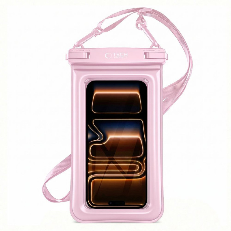 Tech-Protect UWC7 universele waterdichte drijvende hoes voor smartphones tot 6,9 inch, roze