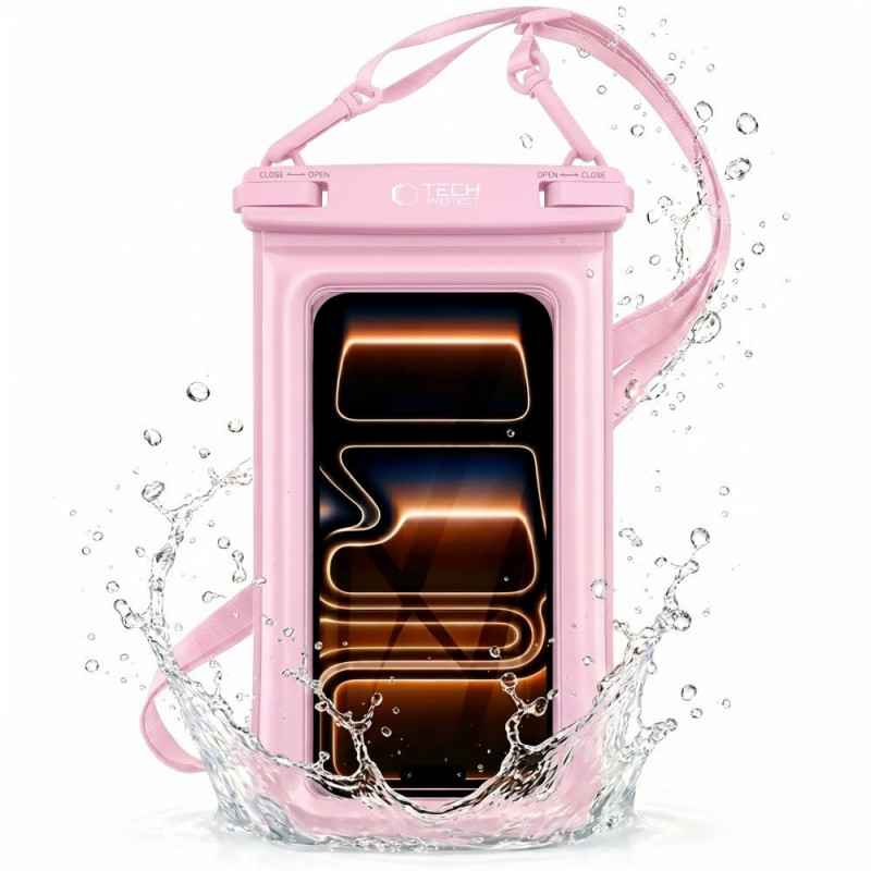 Tech-Protect UWC7 universele waterdichte drijvende hoes voor smartphones tot 6,9 inch, roze