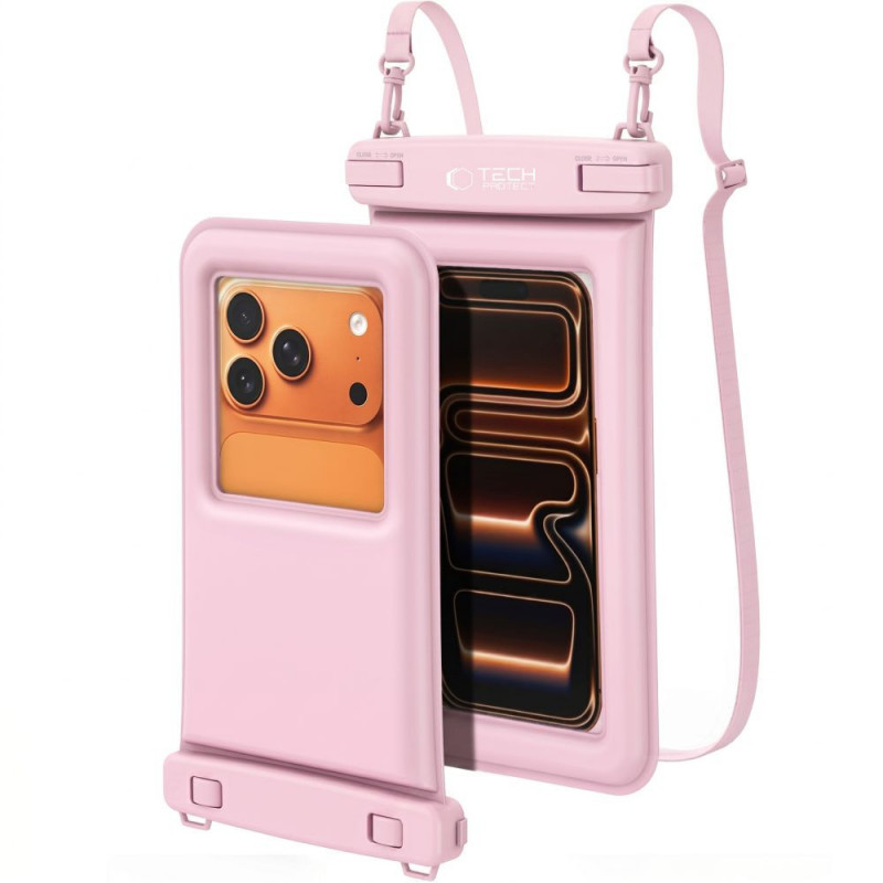 Tech-Protect UWC7 universele waterdichte drijvende hoes voor smartphones tot 6,9 inch, roze
