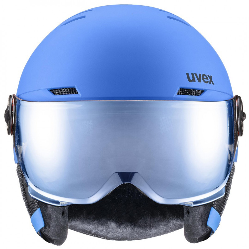 UVEX Rocket jr. Visor kinder skibrilhelm, blauw mat