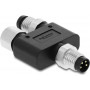 Delock 60858 M8 Y-splitter A-gecodeerd 4 pin, 1 x male naar 1 x male en 1 x female
