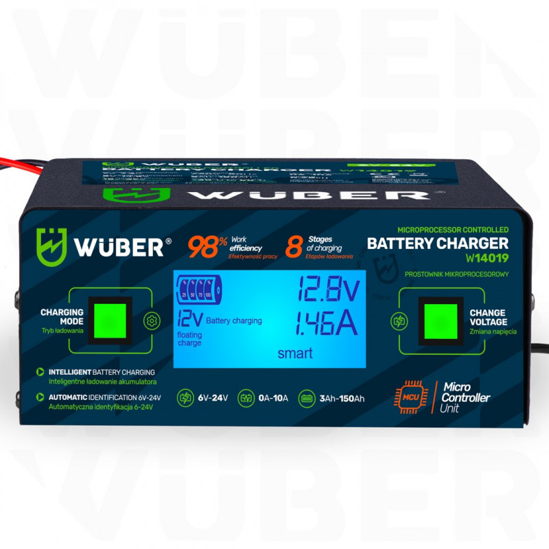 Wuber W14019 microprocessor-accuoplader, 6/8/12/14/16/24 V, 10 A