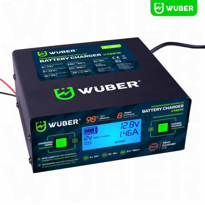 Wuber W14019 microprocessor-accuoplader, 6/8/12/14/16/24 V, 10 A