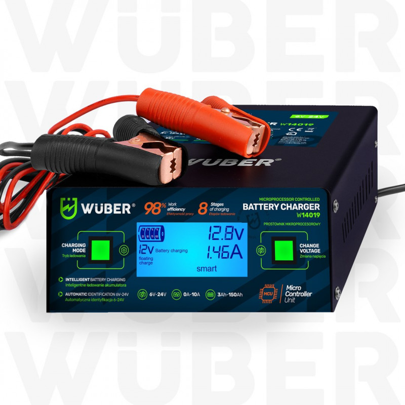 Wuber W14019 microprocessor-accuoplader, 6/8/12/14/16/24 V, 10 A